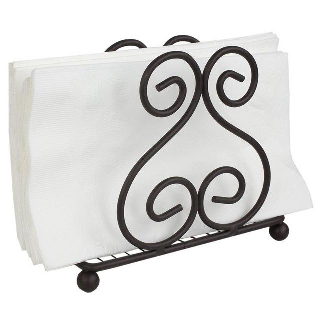 Home Basics Scroll Collection Steel Napkin Holder Freestanding Tissue Dispenser Organizer for Kitchen Countertop, Durable, Sturdy, Home Décor, Bronze