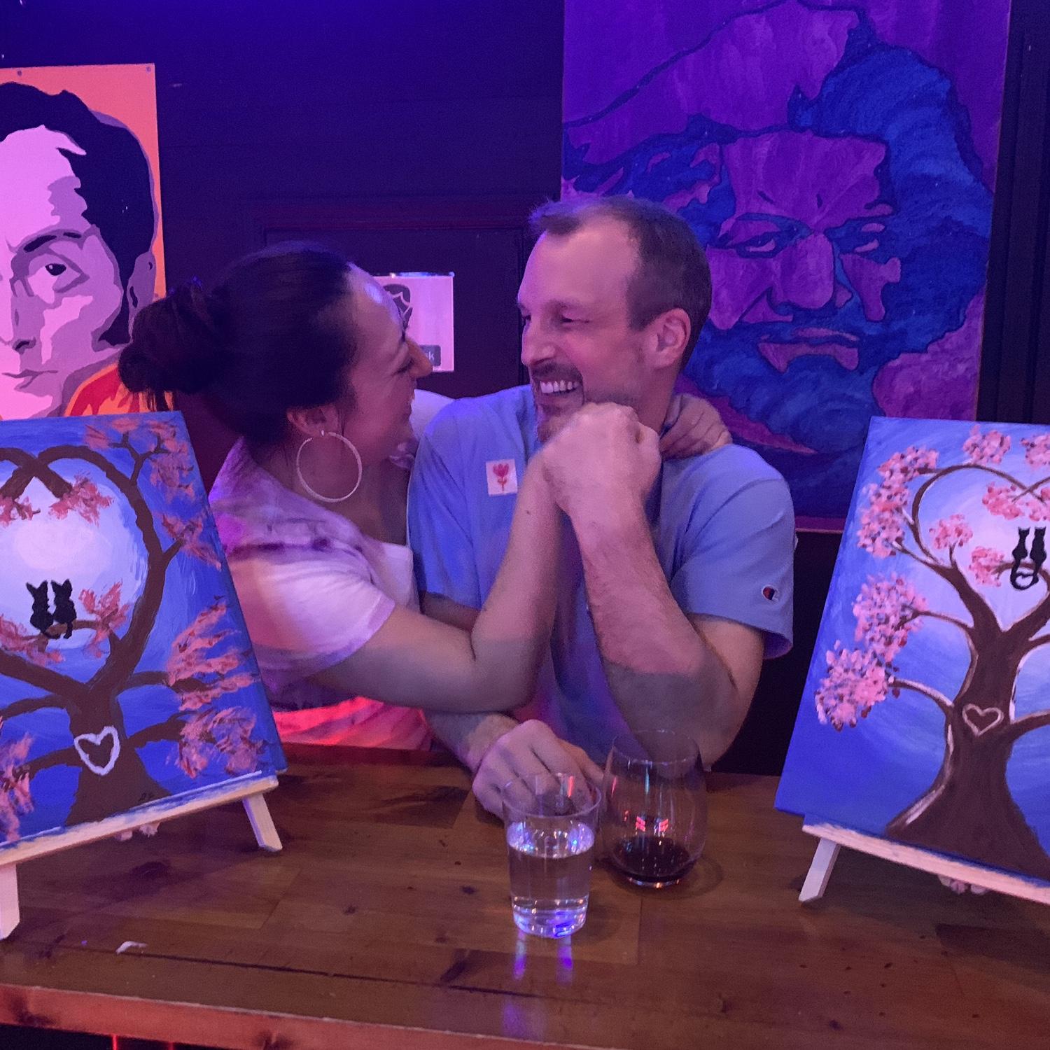Valentine’s day date at Simple Bar and Grill paint and sip event