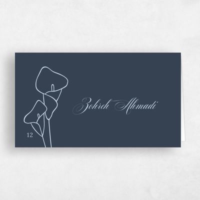 Grayed Navy, Blue Wedding Place Card - Calle