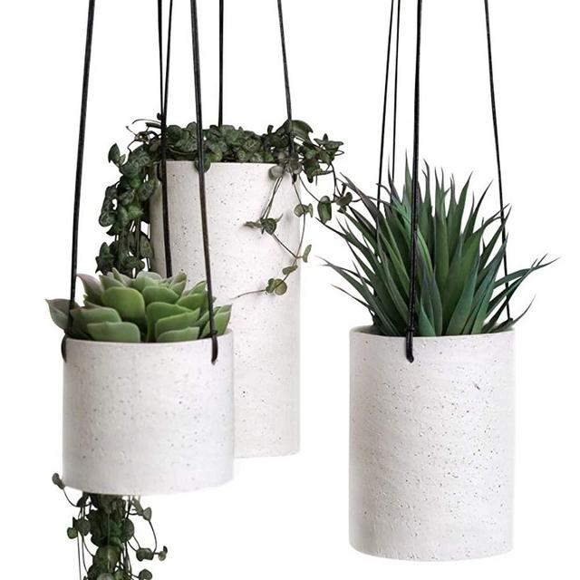 Hanging Planter for Indoor Plants - Set of 3 Ceramic Hanger Planters, Succulent Hanging Plant Pots, Hanging Plant Holders for Indoor Outdoor, Hanging Plant Decor 3 Pack