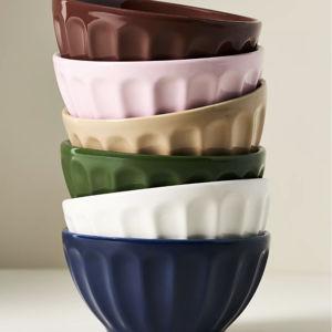 The Latte Stoneware Cereal Bowls, Assorted Set of 6: Amelie Edition