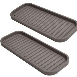 Gosmol Silicone Sponge Holder Kitchen Sink Organizer Tray Dish Caddy Soap Dispenser, Scrubber Spoon Holder,Dishwashing Accessories 2 Pack (Brown)
