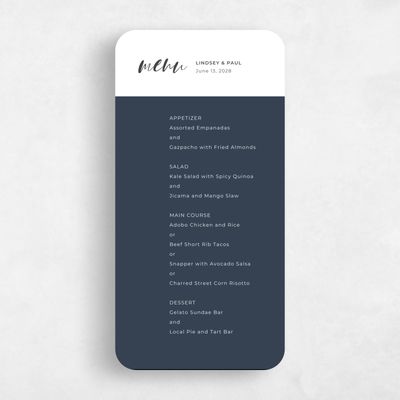 Blue Rounded Wedding Menu - Lyons