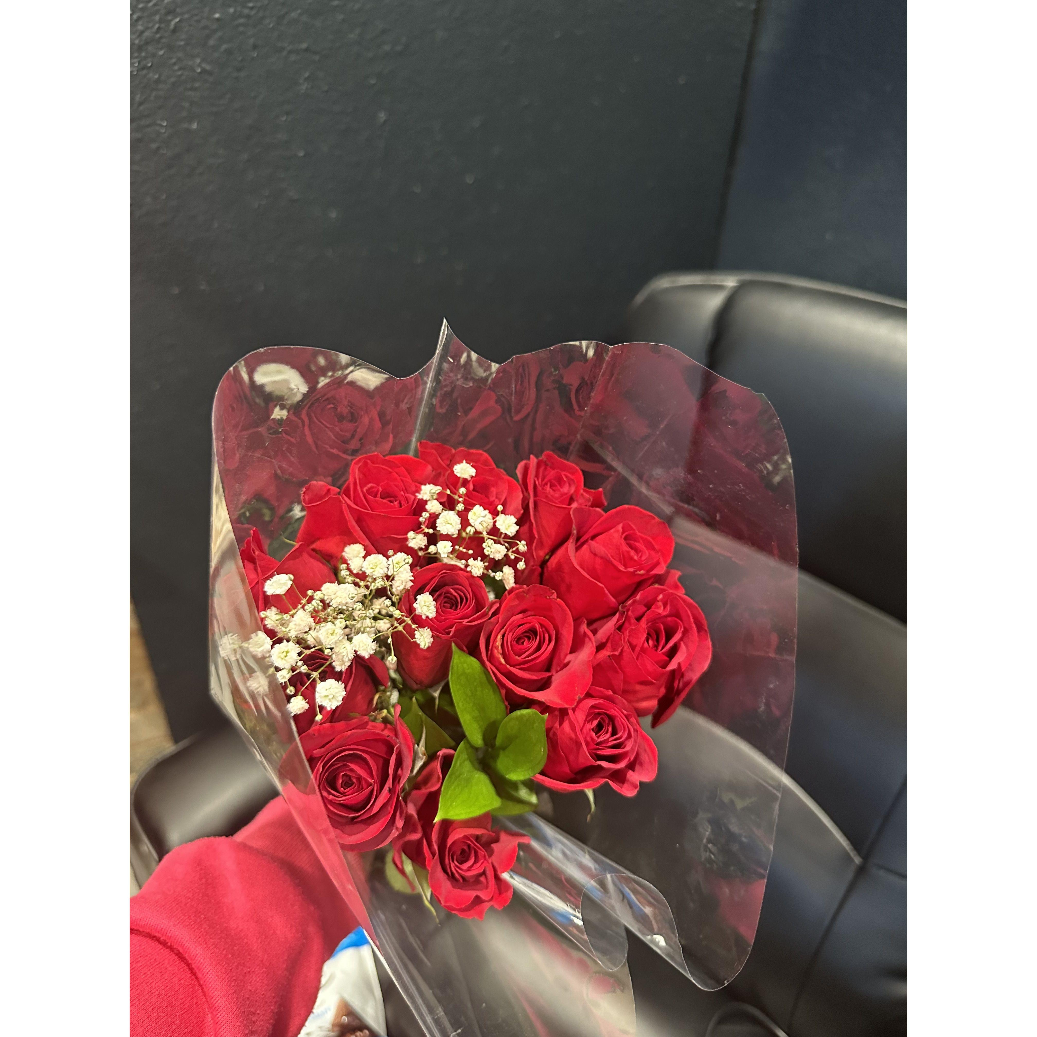 Walker surprised me at work on Valentines Day because it's my favorite holiday and he had to work