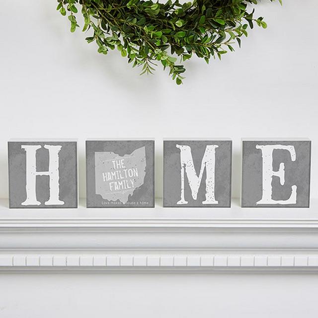 State of Love Square Blocks (Set of 4)