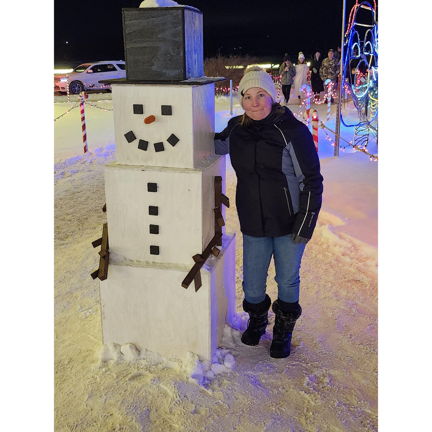 Minecraft Snowman Riverside Park Rotary Lights 2024