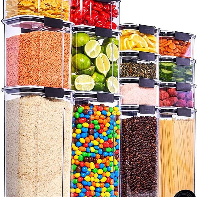 Large Airtight Food Storage Containers (Set of 14) Air Tight Containers for Food Flour Container Flour Storage Containers for Pantry Storage Containers Airtight Containers for Food Pantry Containers