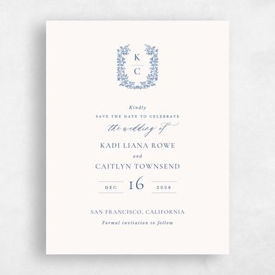 Denim Blue Wedding Save the Date - Mirra Portrait