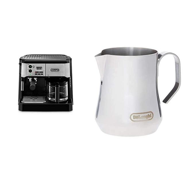 De'Longhi BCO430BM Combination Pump Espresso and 10c Drip Coffee Machine with Advanced Cappuccino System & DLSC060 Milk Frothing Jug, 12 oz, Stainless Steel