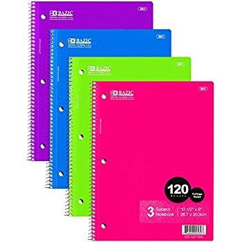Mead 05512 Spiral Notebook, College Ruled 7.5" x 10.5" 70 Sheets, 1 Subject, 6 Pack, Colors May vary