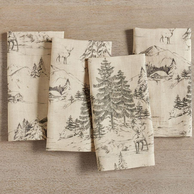 Rustic Forest Cotton/Linen Napkins, Set of 4