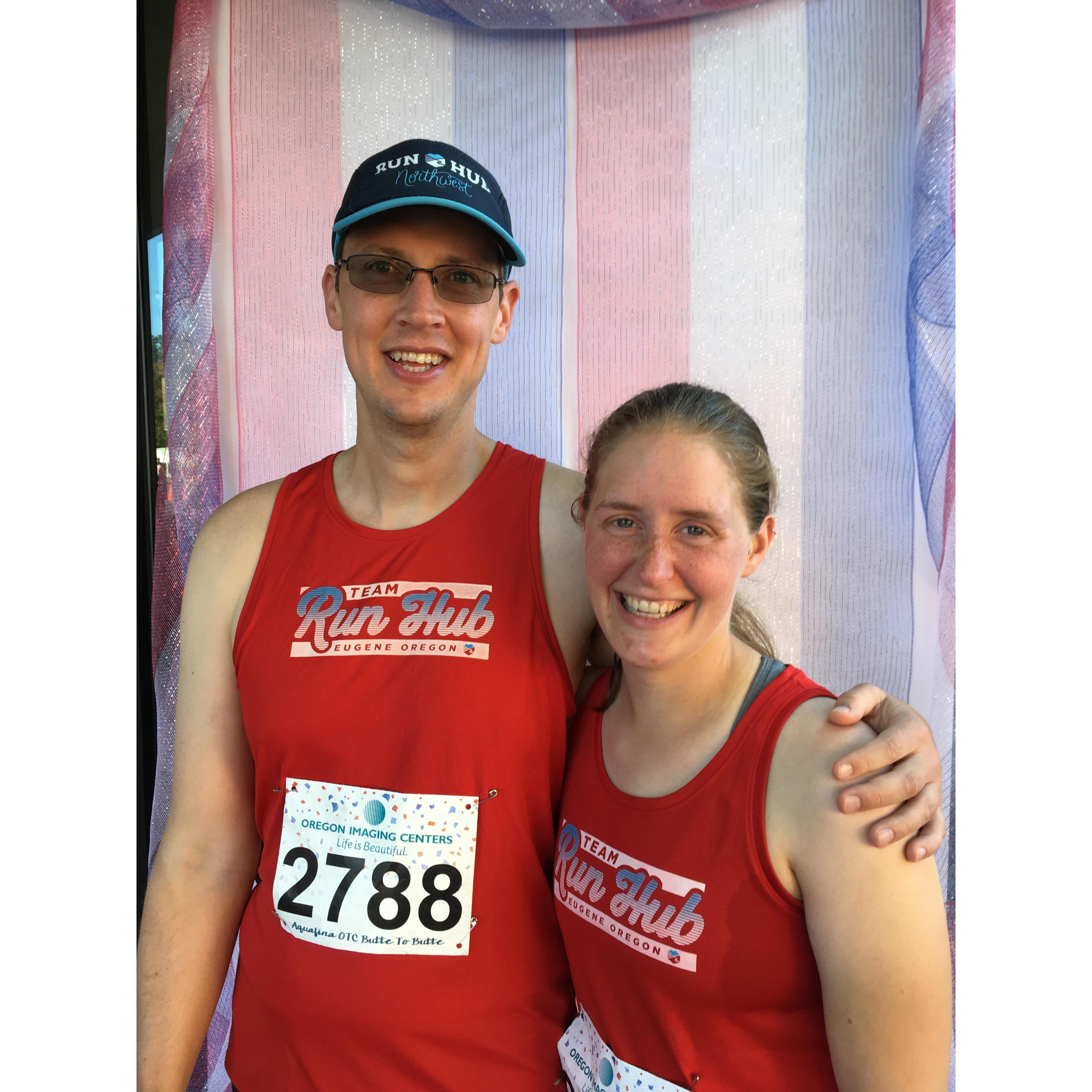 One of our favorite Eugene traditions-the Butte to Butte 10k! When Quinn's not running his own race, he often paces Rachel.