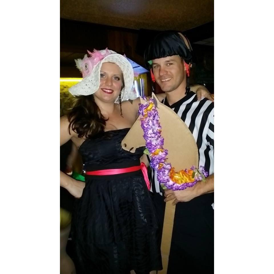 One of the other times Brianna sweet talked Jesse into dressing up for Halloween. Homemade Kentucky Derby Costumes!