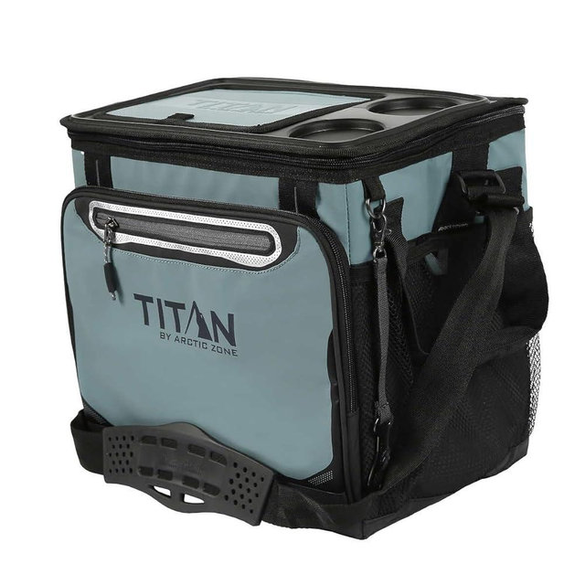 Titan Arctic Zone - Insulated Leak-Proof Collapsible Cooler Bag, Holds 40 Cans, Teal, Blue