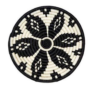 Flat Woven Pot Holder - Black & White Flower