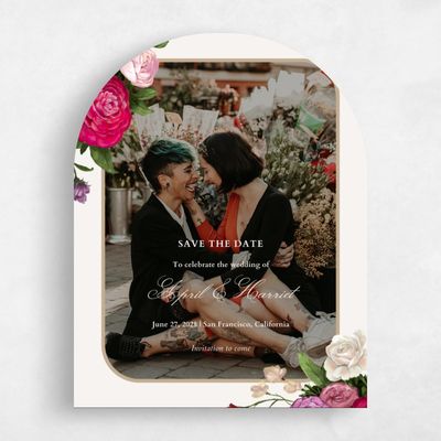 Beige Arch Wedding Save the Date - Eleganza Photo