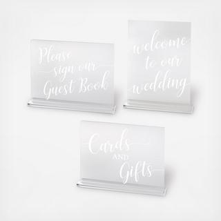 3 Piece Acrylic Wedding Signs