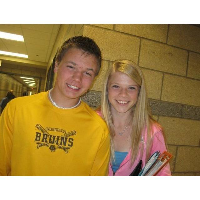 This is one of our first pictures together. In the hallway, in 8th grade.