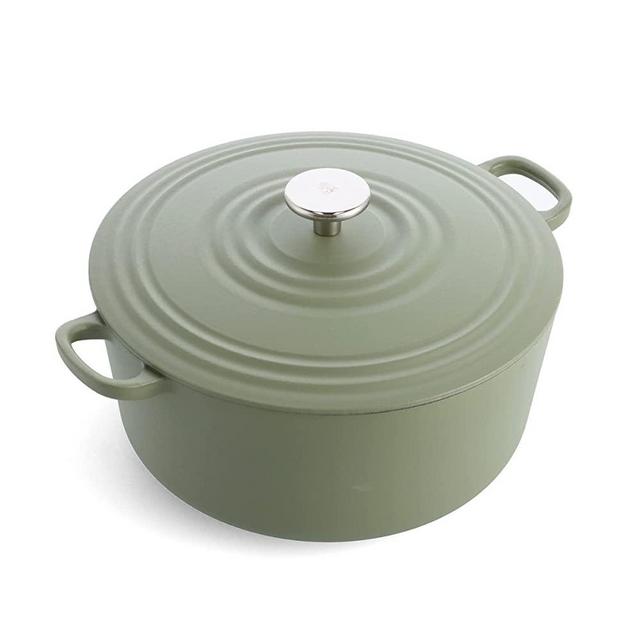 BK Bourgogne Enameled Cast Iron Induction 7QT Nonstick Dutch Oven, PFAS Free, Dishwasher Safe, Olive Green