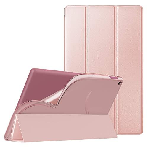 Dadanism Case Fits Amazon Fire HD 10 Tablet Case(9th Generation - 2019 Release) / (7th Generation - 2017 Release), [Flexible TPU Translucent Back Shell] for Fire HD 10.1 Inch Cover - Rose Gold