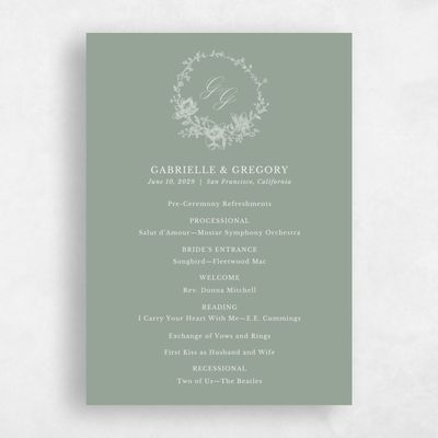 Sage, Green Wedding Program - Magnolia