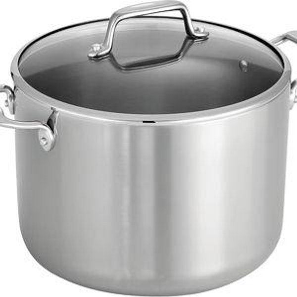 Tramontina Tri-Ply Clad Stainless Steel 8-Quart Stock Pot with Glass Lid, Induction-Ready Pasta Pot, Dishwasher-Safe, NSF-Certified