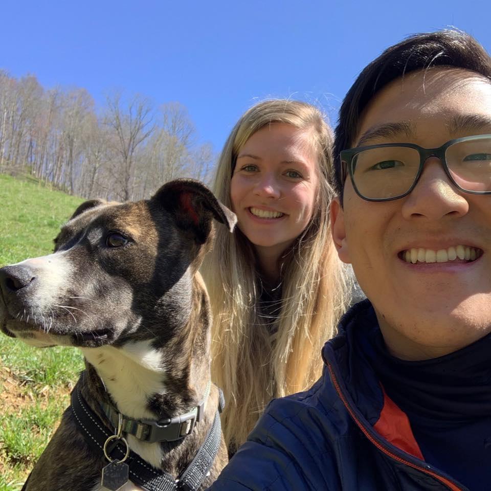 Danny and McKenna exploring Asheville with their dog, Suki