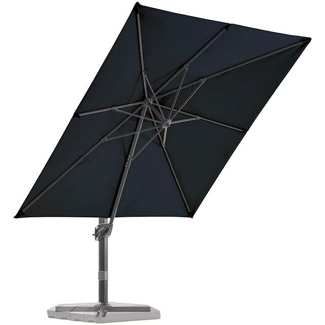 BLUU Sequoia Aluminum 9x9 FT Square Patio Umbrella Cantilever Offset Outdoor Umbrella Market Umbrellas with 360° Rotation Device and Unlimited Tilting System & Cross Base (Navy Blue)