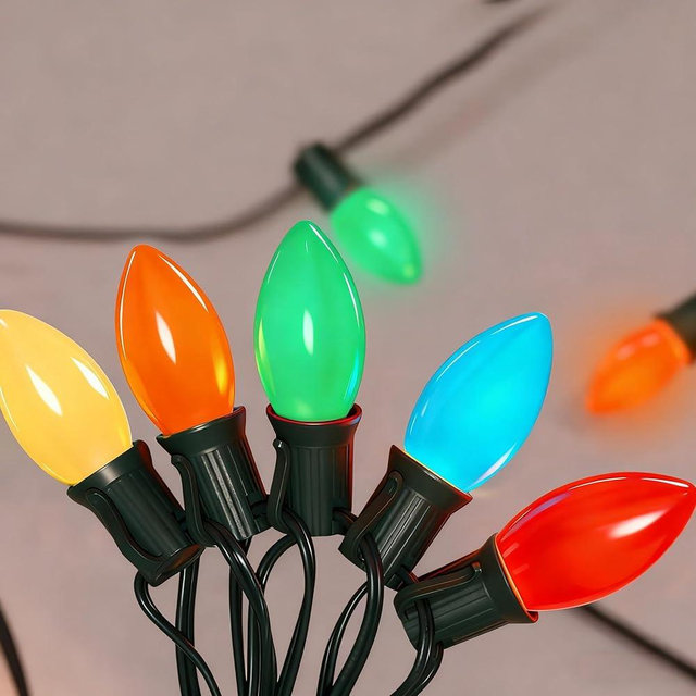 C9 LED Multicolor Christmas Lights Outdoor, 25Ft C9 Vintage Christmas Lights Waterproof with 26 LED Colorful Bulbs, Outdoor Christmas Decorations String Lights for Patio Garden Roofline Holiday Party