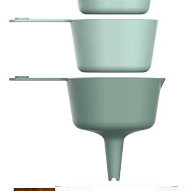 Phantom Chef Nested Measuring Cups & Measuring Spoons Set (9 Pieces Set) | Dishwasher Safe | 1 Funnel, 1 Cup, 1/2 Cup, 1/3 Cup, 1/4 Cup, Level, 1 Teaspoon, 1 Tablespoon, (1L) 4 Measuring Cup (Green)