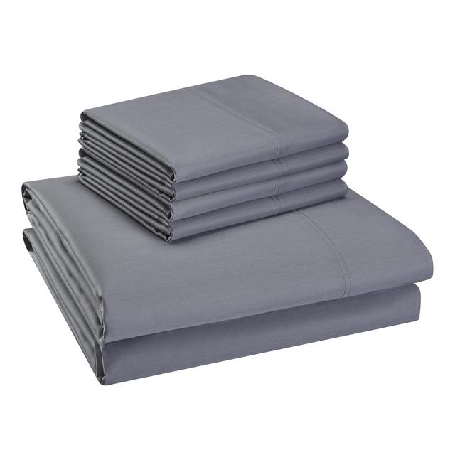 King Sized, Gray Hotel Style 800-Thread-Count Cotton Rich Sateen Weave Sheet Set