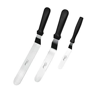 Ateco Ultra Offset Spatula 3 Piece Set; Top Sellers 1305 - 4.25 Inch, 1307 - 7.75 Inch, and 1309 - 9.75 Inch, Stainless Steel Blades
