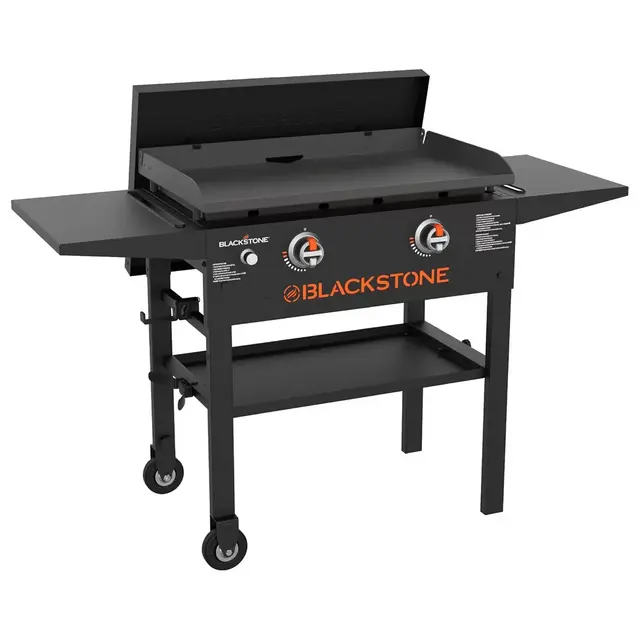 Blackstone 28" Omnivore Propane Griddle Combo with Hard Cover, 2 Burners, Outdoor BBQ Grill Stove, Powder-Coated Steel, 524 Sq. In. Cooking Top, Black