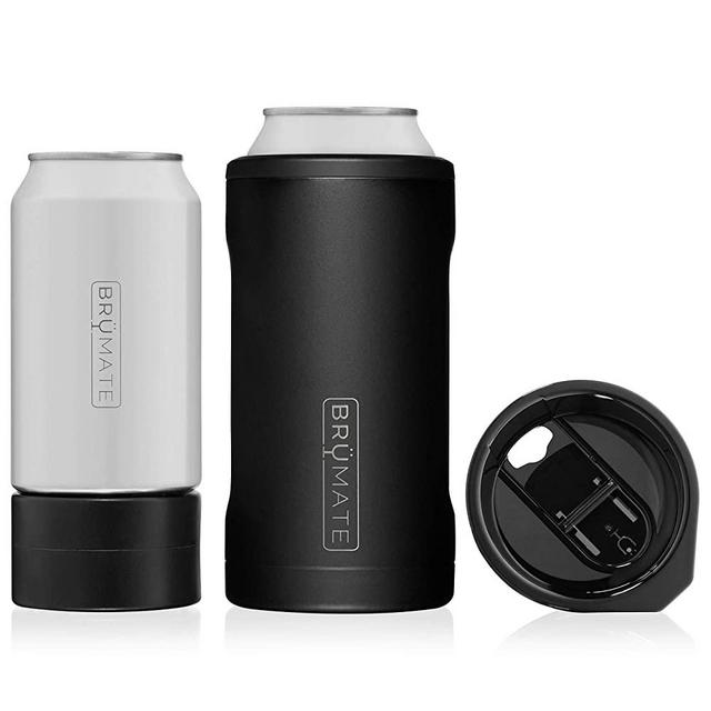 BrüMate HOPSULATOR TRíO 3-in-1 Stainless Steel Insulated Can Cooler, Works With 12 Oz, 16 Oz Cans And As A Pint Glass (Matte Black)