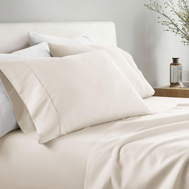 Set Of 2 Solid Pillowcases - Ultra Soft - Becky Cameron, Ivory, King