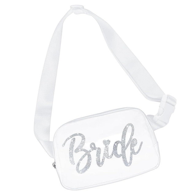 Lamyba Bachelorette Gifts: Bride Fanny Pack, Bride to be Gift, Bachelorette Party Favors for Bridal Shower Wedding Day, Silver Belt Bag with Adjustable Strap, Crossbody Bag, Purse