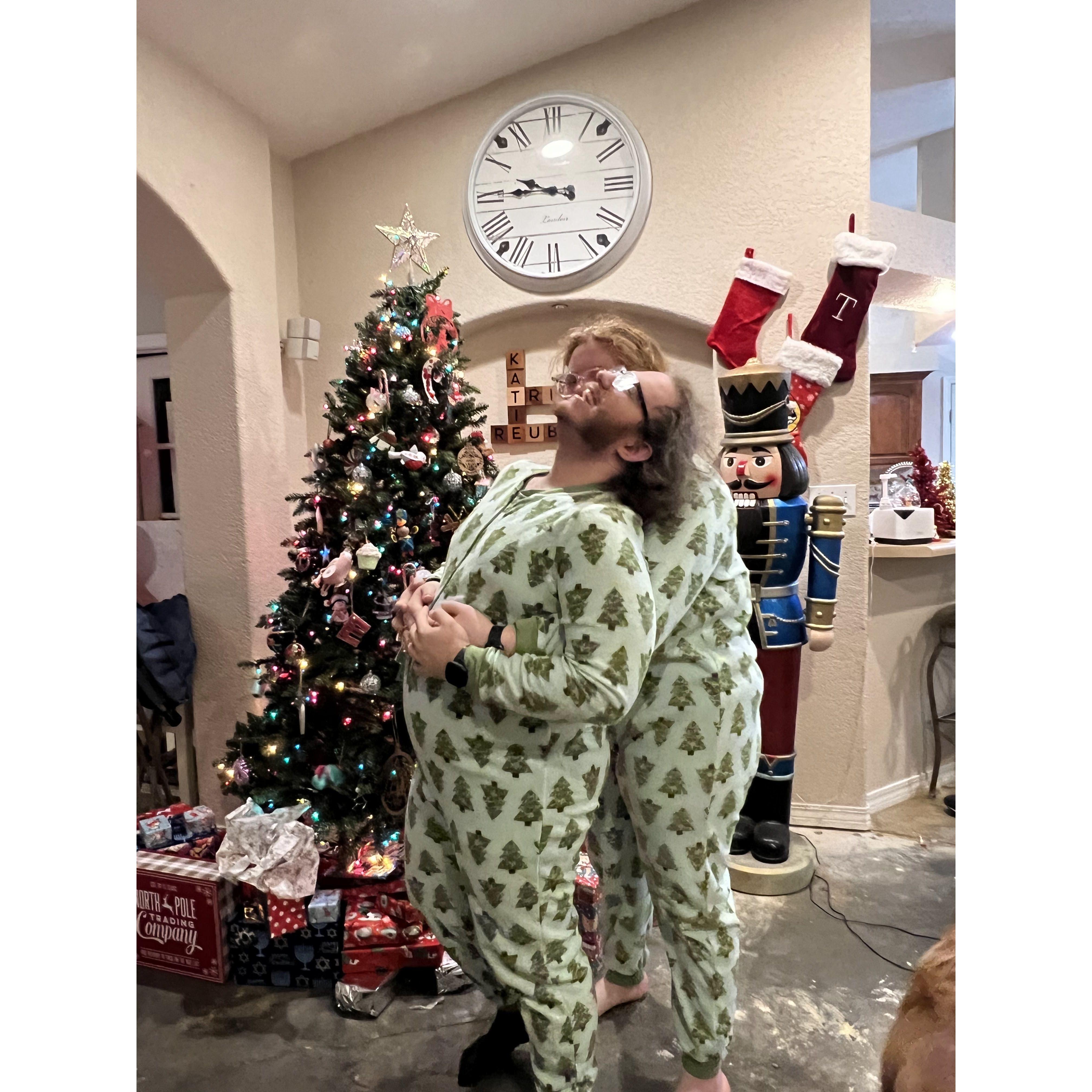 Alex's first time joining Tris' family matching Christmas PJ tradition
12/24/22