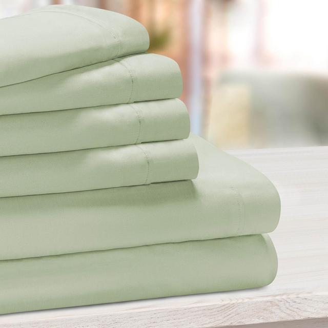 1000 Thread Count Luxury Solid Deep Pocket Cotton Blend Bed Sheet Set, Queen, Green - Blue Nile Mills