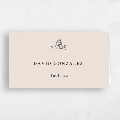 White Typography Wedding Place Card - Rue