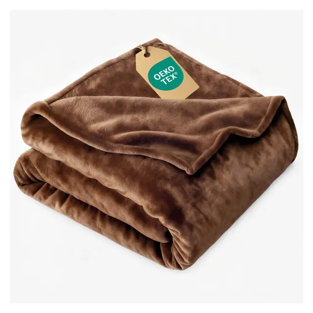 CGK Linens Ultra Soft Fleece Blanket - Lightweight Luxury Plush for Bed or Couch in Brown, Size Twin