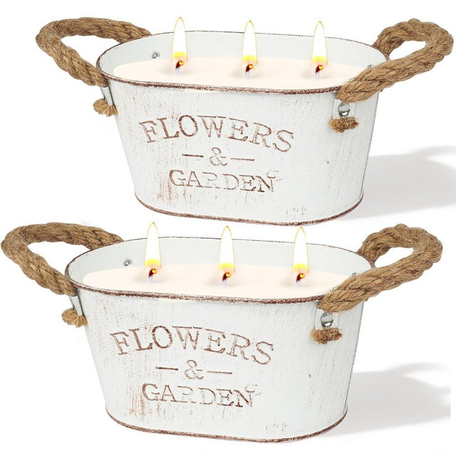 Citronella Candles Outdoor, 2 Packs Large Citronella Candles for Garden, 3-Wick Natural Soy Wax Lemongrass Candle, 140 Hours Long Lasting Burning Candle for Patio Yard Home Balcony Camping