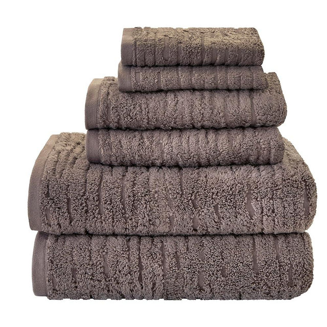 SKL Home CloudSoft Cotton Luxury 6 Pc Towel Set for Bath & Gift, Mink Brown