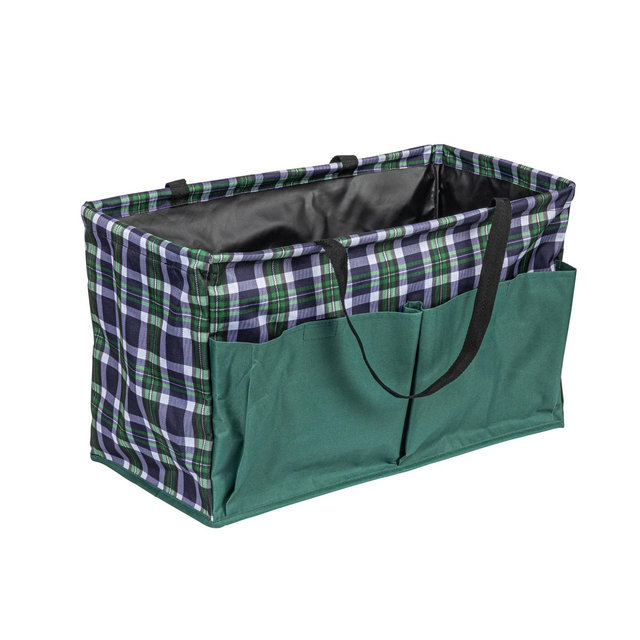 Household Essentials Plaid Water-Resistant Vinyl Lining Large Capacity Plaid Utility Rectangular Krush Tote: Collapsible Tote with Handles