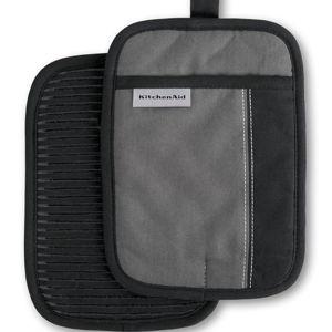KITCHENAID Beacon Two-Tone Pot Holder 2-Pack Set, Contour Silver/Matte Black, 7"x10"
