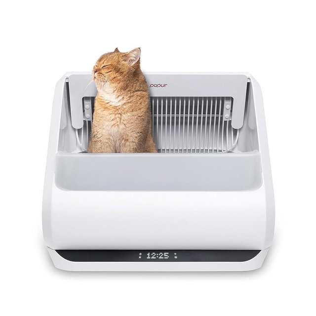 (Upgraded) Popur X5 Self Cleaning Cat Litter Box - Unique Open Top Split System - Automatic Litter Scooping Robot, Odor-Seal, 24 Inch Tray, 30-Day Capacity, 33 lbs. Load, 99% Leakproof (Cardboard Bin)