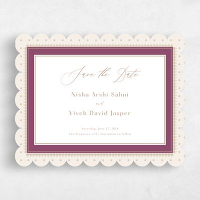 Purple Scalloped Wedding Save the Date - Pyaar Landscape