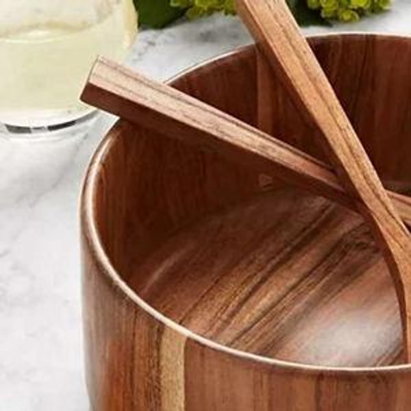 Member's Mark Acacia Wood Salad Bowl with Servers