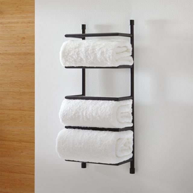 Black Wall-Mount Towel Rack