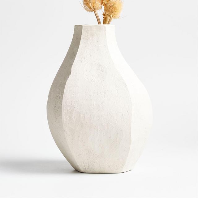 Facette Grande White Vase 11.5" by Athena Calderone