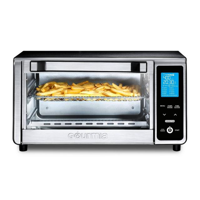 Gourmia Digital 4-Slice Toaster Oven Air Fryer with 11 Cooking Functions Stainless Steel Gray